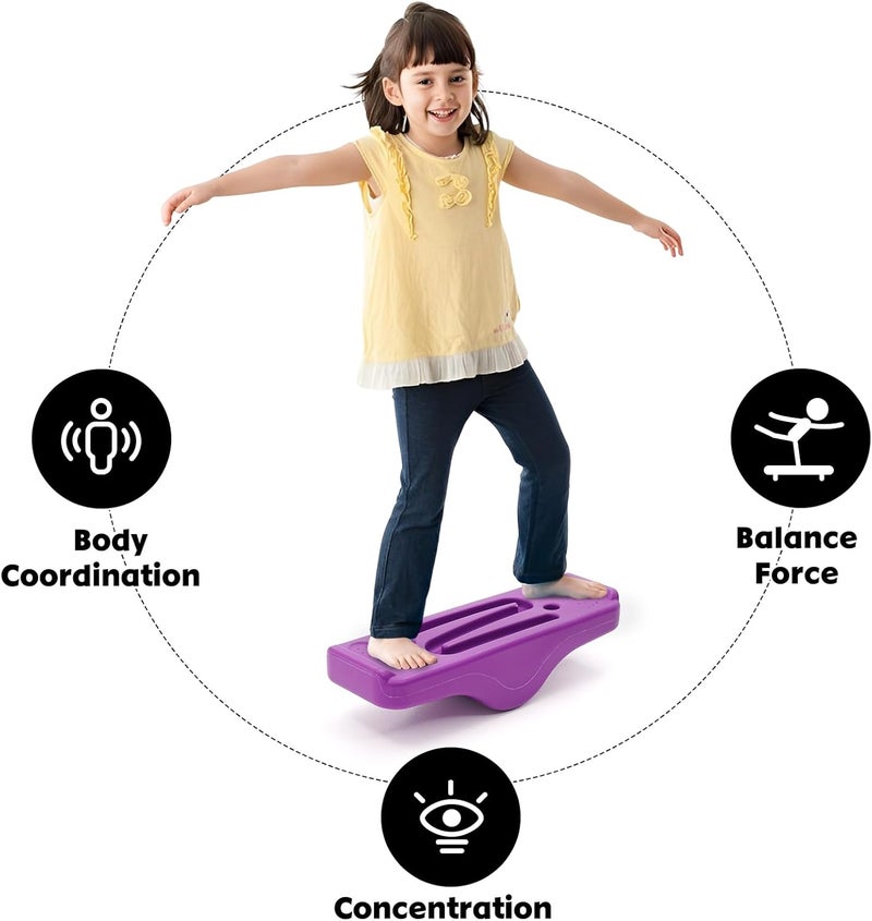 Joonly Kids Rocking Seesaw Balance Board with 5 Wooden Balls Sensory Training Rocking Board Balance Training Equipment Children Indoor Outdoor Activity Toy - Image 4